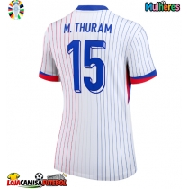 Camisa de Futebol França Marcus Thuram #15 Equipamento Secundário Mulheres Europeu 2024 Manga Curta